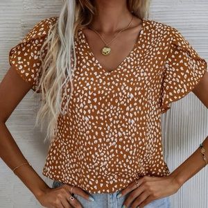 Leopard Print Short Sleeve Blouse